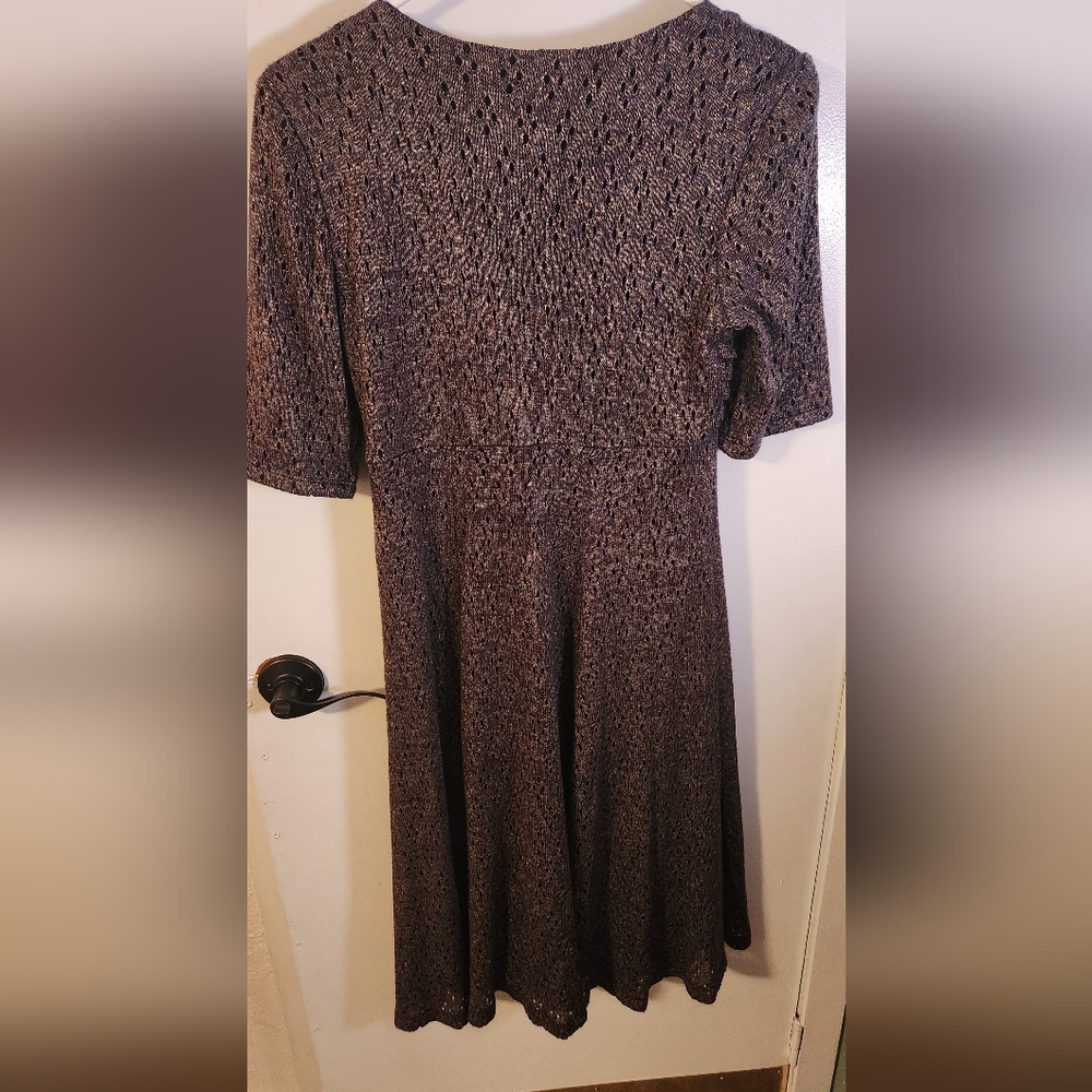 Metallic Blue/ Black and Gold Midi Dress By Robbie Bee Size 6 - Picture 5 of 11